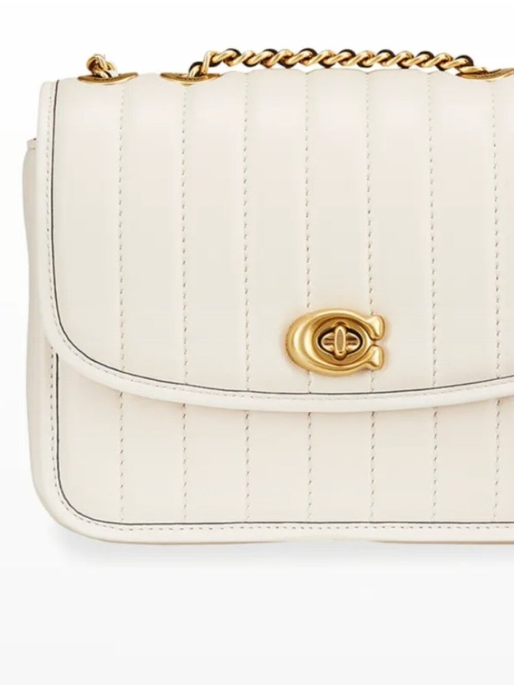Nwt Authentic Coach Madison quilted shoulder bag nappa leather chalk and brass,